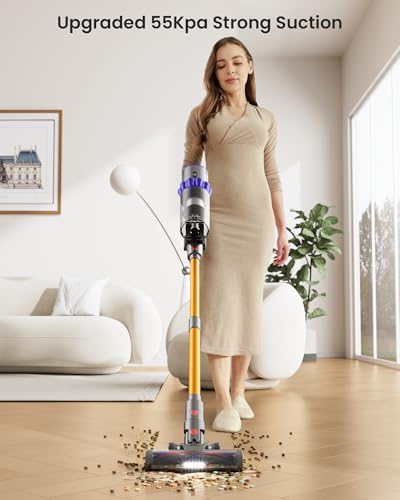 600W 50KPA Cordless Stick Vacuum Cleaner 65Mins Runtime Self-Standing for Pet Hair Carpet Hardwood Floors