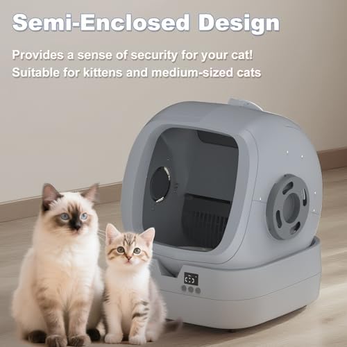Automatic Self-Cleaning Cat Litter Box for Medium Cats & Kittens - APP Control & Weight Monitoring - Ultra-Quiet Safe An