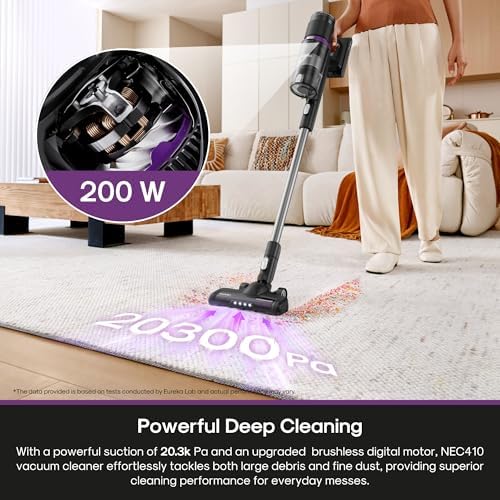 Eureka Lightweight Cordless Stick Vacuum for Pet Hair on Hardwood Floors, ReactiClean 410 Rechargeable