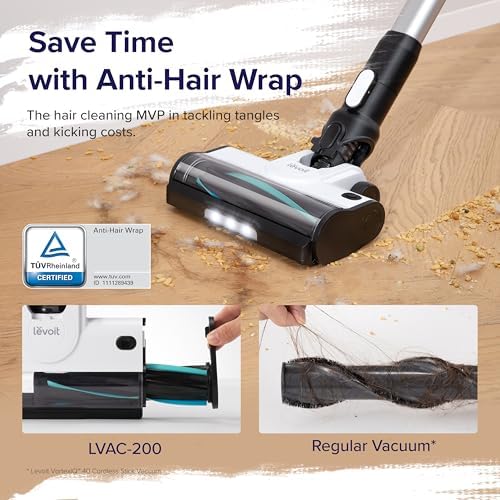 LEVOIT Cordless Stick Vacuum, Powerful Suction Up to 50 Min Runtime, Tangle-Free for Pet Hair LVAC-200