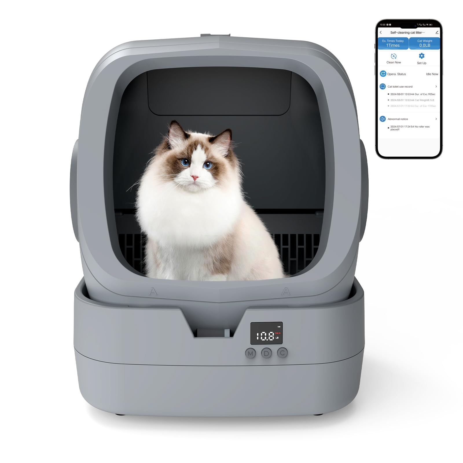 Automatic Self-Cleaning Cat Litter Box for Medium Cats & Kittens - APP Control & Weight Monitoring - Ultra-Quiet Safe An