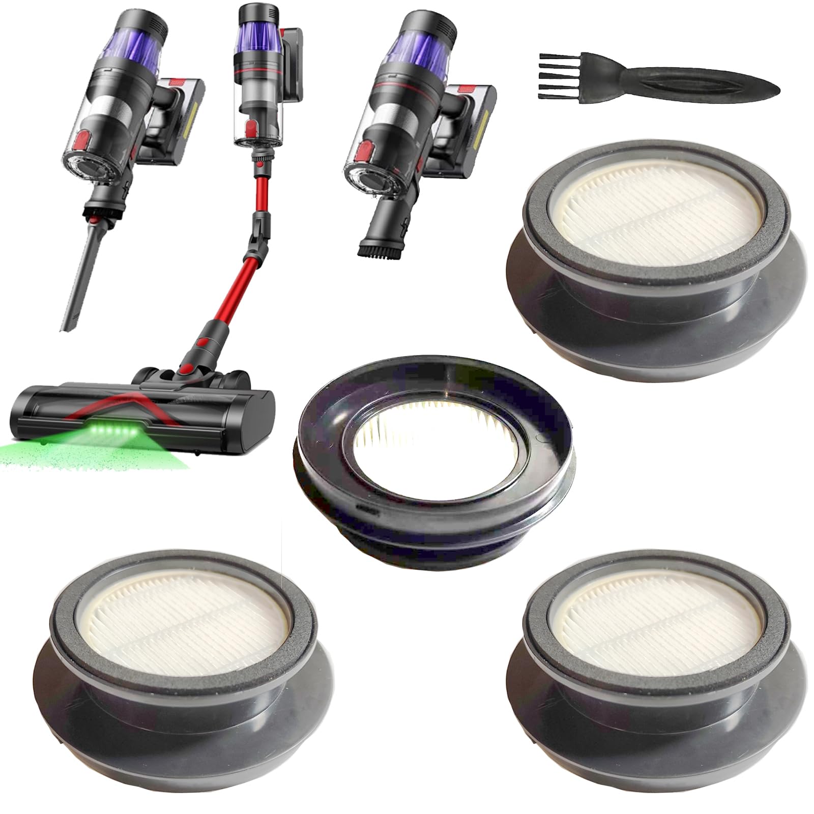 4 Pack Washable Reusable HEPA Filters for Ultenic U15/U16/U16 Flex & Laresar V7 Cordless Stick Vacuums