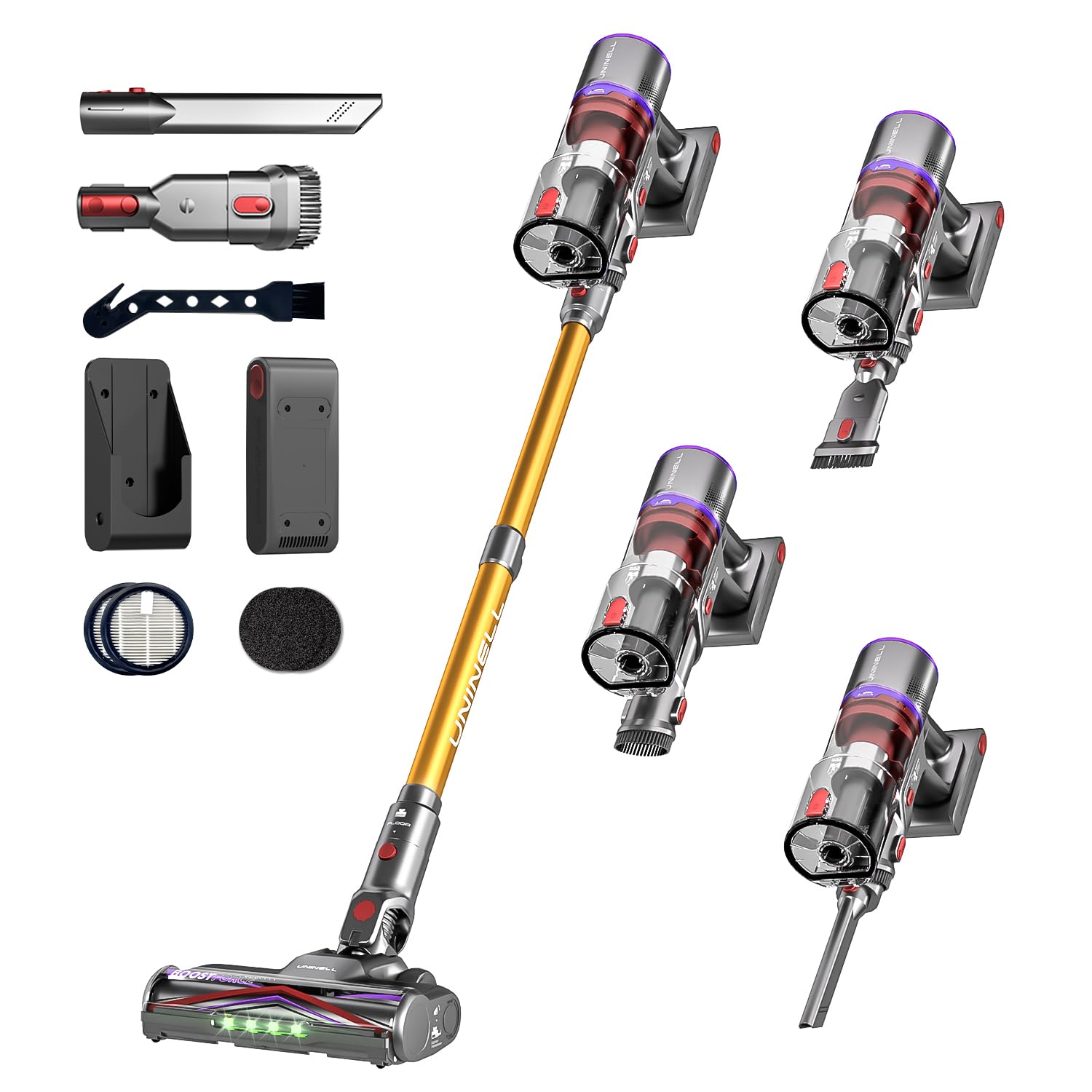 UNINELL HOME Cordless Vacuum Cleaner 48000Pa 550W 65Mins, Anti-Tangle Pet Hair LED Touch Display Stick Vacuum for Home C