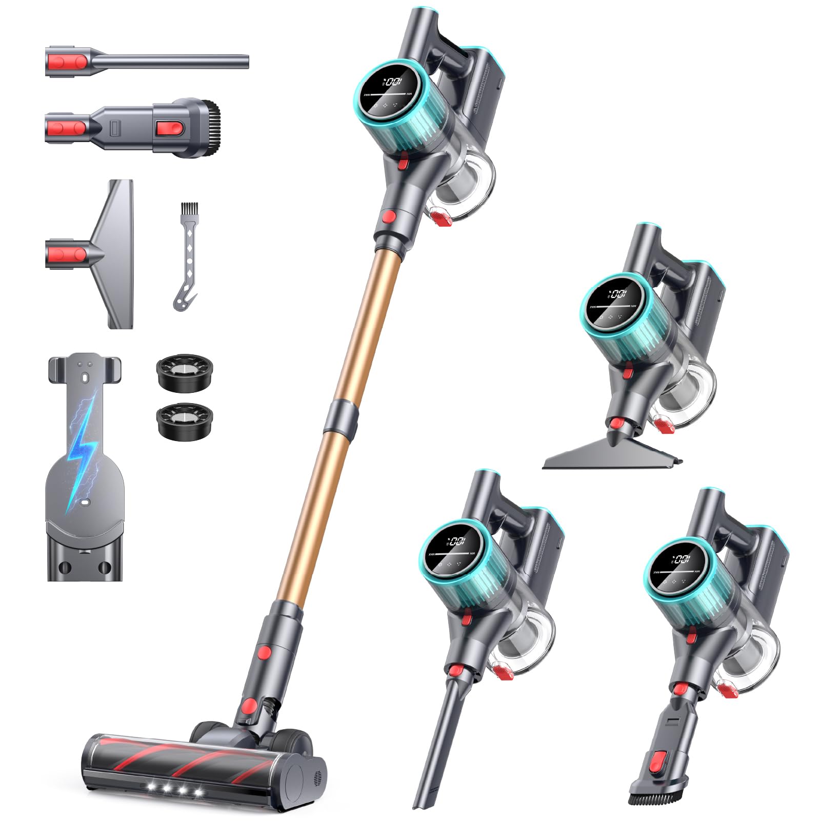 50KPa 600W Cordless Vacuum Cleaner, 60 Min Runtime Stick Vacuum for Pet Hair on Carpet & Hardwood Floors